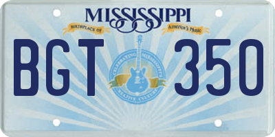 MS license plate BGT350