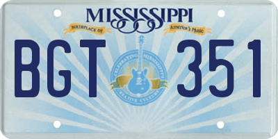 MS license plate BGT351