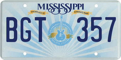MS license plate BGT357