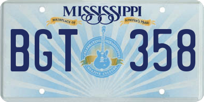 MS license plate BGT358