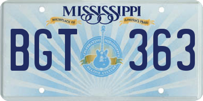 MS license plate BGT363