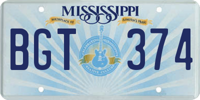 MS license plate BGT374
