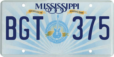 MS license plate BGT375