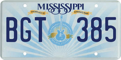 MS license plate BGT385