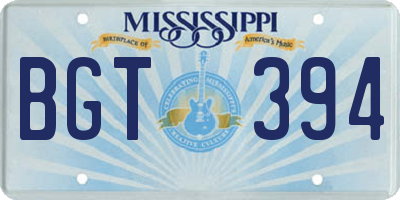 MS license plate BGT394