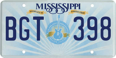 MS license plate BGT398