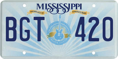 MS license plate BGT420