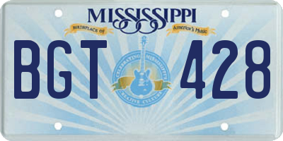 MS license plate BGT428