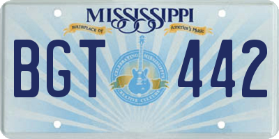 MS license plate BGT442