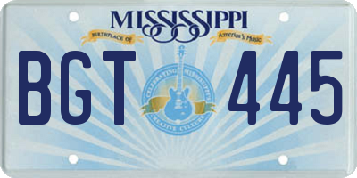MS license plate BGT445