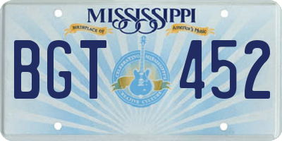 MS license plate BGT452