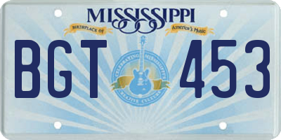 MS license plate BGT453