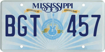 MS license plate BGT457