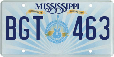 MS license plate BGT463