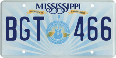 MS license plate BGT466