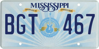MS license plate BGT467