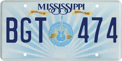 MS license plate BGT474