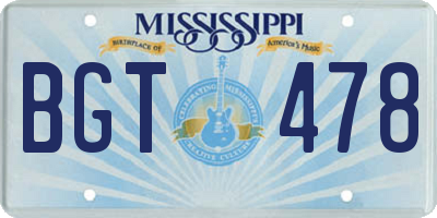 MS license plate BGT478