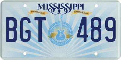 MS license plate BGT489