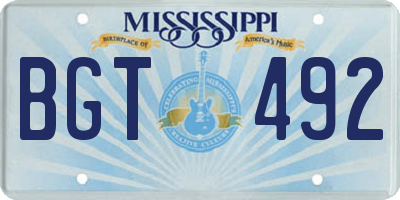 MS license plate BGT492