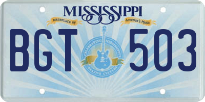 MS license plate BGT503