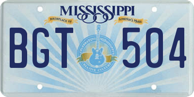 MS license plate BGT504