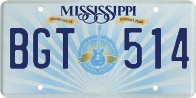 MS license plate BGT514