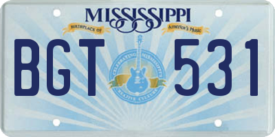 MS license plate BGT531