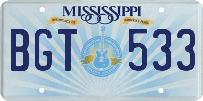 MS license plate BGT533