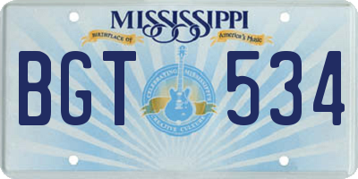 MS license plate BGT534