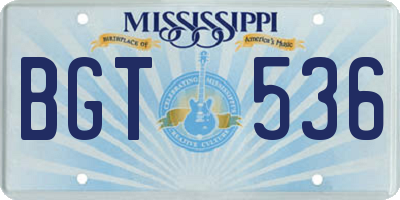 MS license plate BGT536