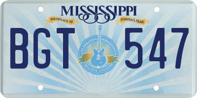 MS license plate BGT547