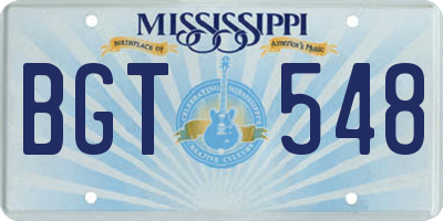 MS license plate BGT548