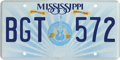 MS license plate BGT572