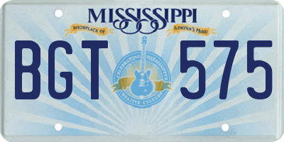 MS license plate BGT575