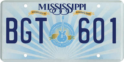 MS license plate BGT601
