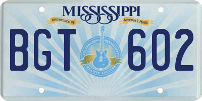 MS license plate BGT602