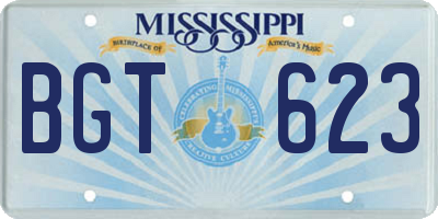 MS license plate BGT623