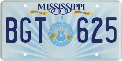 MS license plate BGT625