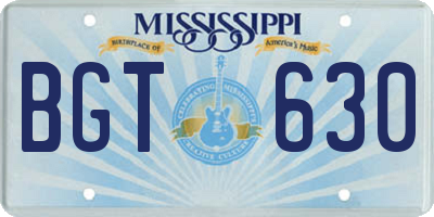 MS license plate BGT630