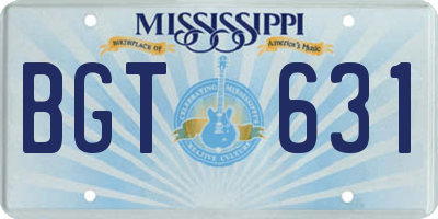 MS license plate BGT631