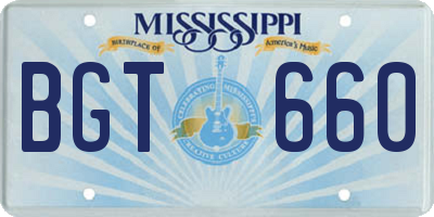 MS license plate BGT660