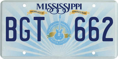 MS license plate BGT662