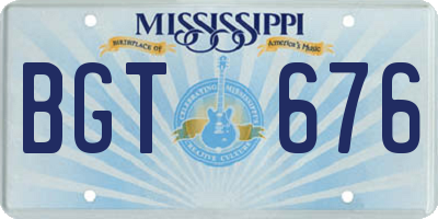 MS license plate BGT676