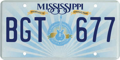 MS license plate BGT677