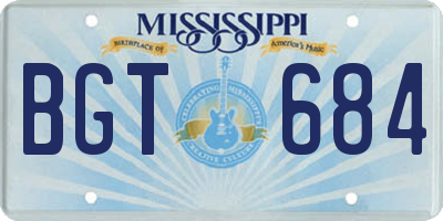 MS license plate BGT684