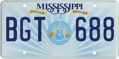 MS license plate BGT688