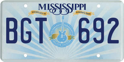 MS license plate BGT692