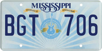 MS license plate BGT706
