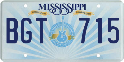 MS license plate BGT715